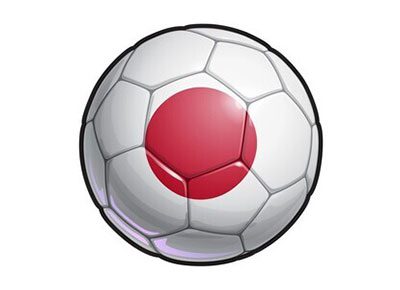 Football Color of Japan Logo - A circular emblem in blue and white with a red rising sun in the center, representing the emblem of the Japanese football team