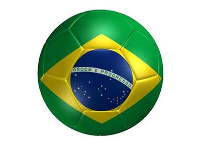 Football colored in the colors of the brazil flag