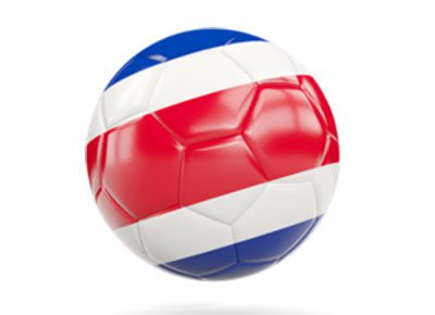 Football Color of Costa Logo - A circular emblem in red, blue, and white with a football in the center, representing the Costa Rican football team