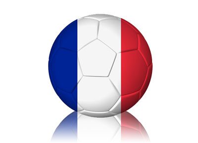 Football colored in the colors of the French flag