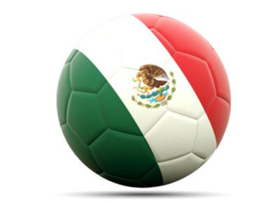 Football colored in the colors of the mexico flag